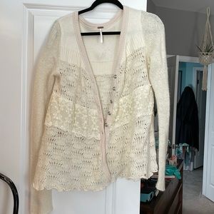 Free People Lace Detail Cardigan